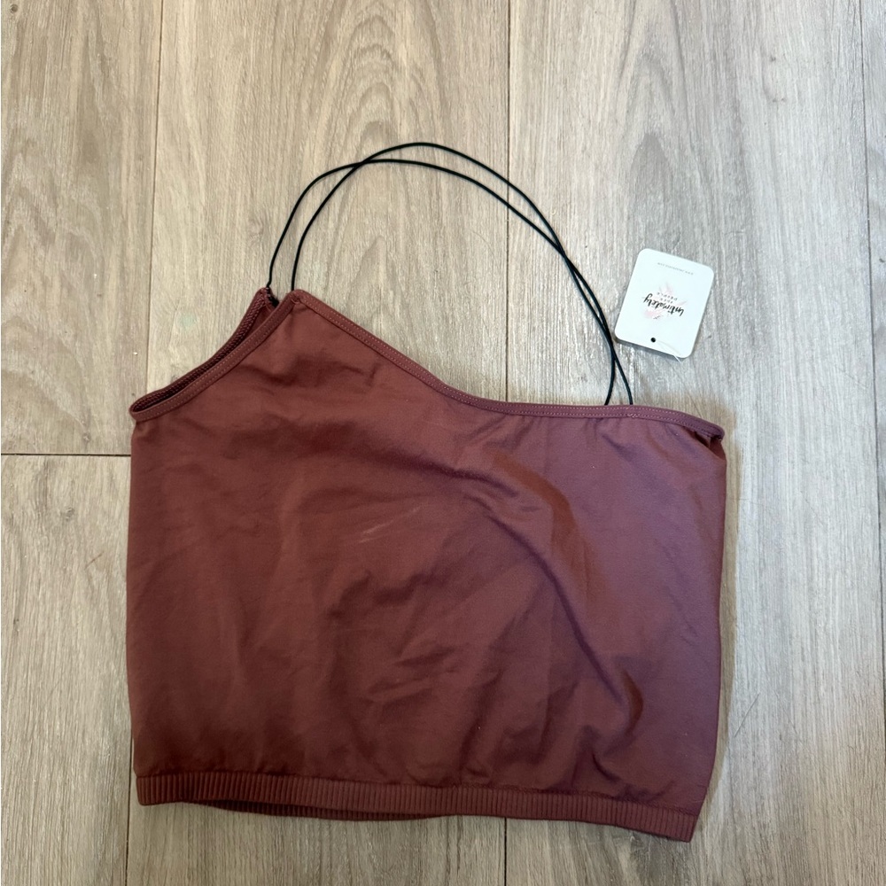 Elegant Brown Asymmetrical Crop Top